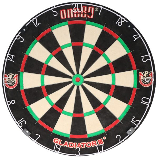 One80 Gladiator 3 Plus Sisal Dartboard mit WDF Logo