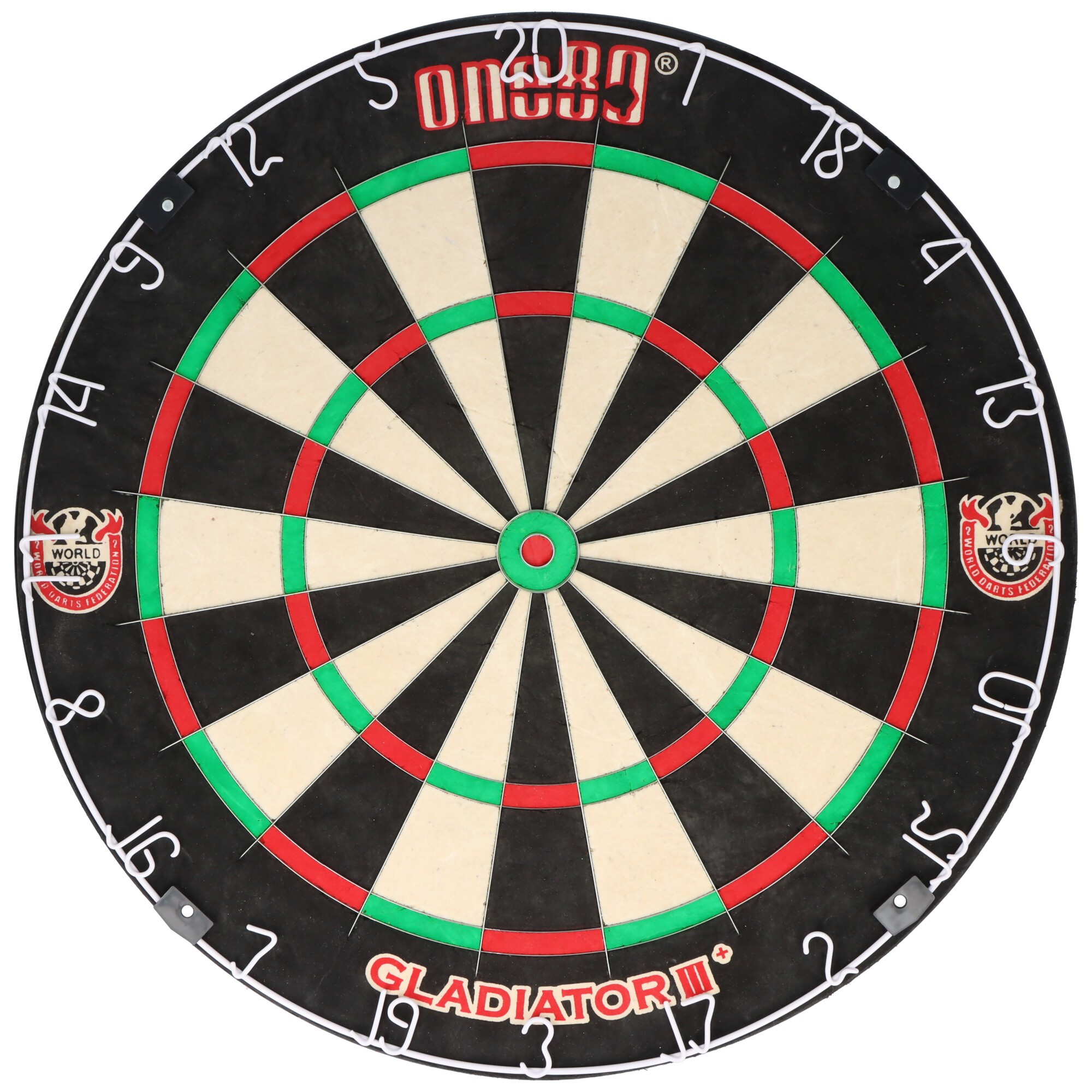 One80 Gladiator 3 Plus Sisal Dartboard mit WDF Logo